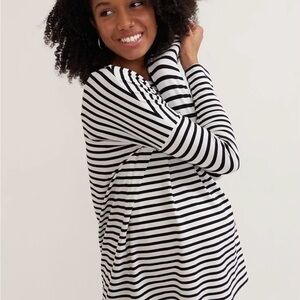 Hatch The Perfect Long Sleeve Tee Black & White Stripe Size 1 Maternity Top EUC